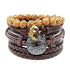Armband Herren Set Aztek Unisex Edelstahl Braun Leder